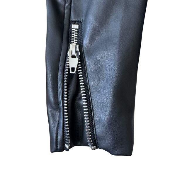 GREY LAB Faux Leather Biker Jacket Black Silver Hardware Size SMALL - Picture 7 of 11